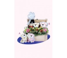 Wine Bear With Flower Arrangement